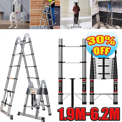 Aluminum /Stainless Telescoping Ladder Lightweight Collapsible Ladders For Home • $87.38