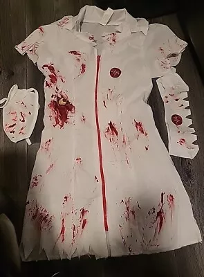 XS Ladies Zombie Nurse Horror Bloody Scary Blood Halloween Costume • £12