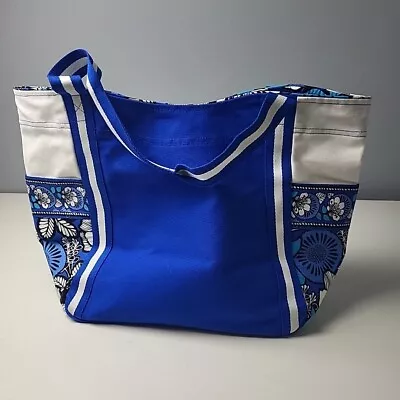 Vera Bradley Blue Lagoon Floral Washable Tote Bag W/ Bag & Keychain Beach Summer • $22.87
