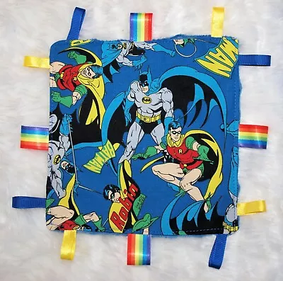 Baby Taggie | Taggy | Soft Toy | Sensory Blanket | Minky Gift | Batman & Robin 2 • $14.50