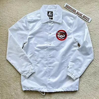 [S] STARTER CHICAGO CUBS BLACK LABEL Jacket Cheetah Print Logo Snap Buttons • $119.99
