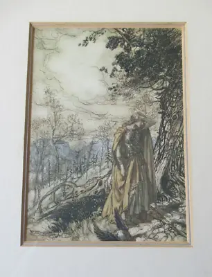 Antique 1910 ARTHUR RACKHAM Wagners Ring Cycle Lord Rings Interest Print Framed • £15