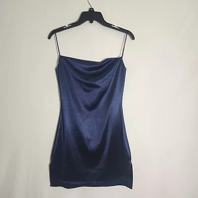 Zaful Womens Dress Blue 4 Cami Satin Spaghetti Strap Bodycon Mini • $11.66