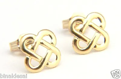 Classic 9ct Gold Square Oval Link Celtic Knot Studs EARRINGS X'mas B'day GIFTBOX • £22.99