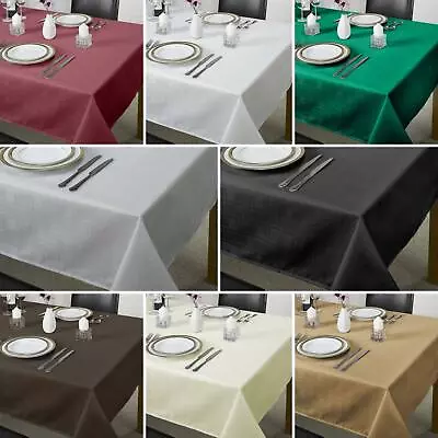 Jacquard Table Cloths Chequers Check Easycare Dining Kitchen Table Linen Napkins • £11