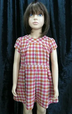 Mayoral Chic Beige Orange Pink Check Winter Dress Age 6 Yrs - 116cm • £11.99