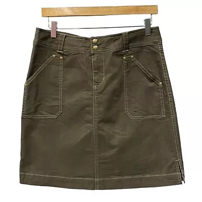 KUHL Skirt Womens Stirr Adventure Brown Cargo Stretch Pencil Hiking Sz 14 • $33.30