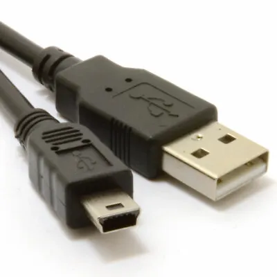 5m MINI USB Cable Sync & Charge Lead Type A To 5 Pin B Black • £3.89