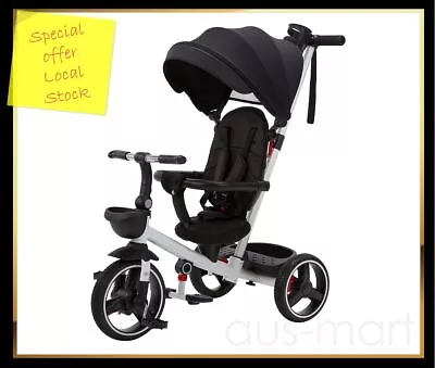 4 In 1 Canopy Trike Ride On Tricycle Toddler Bike 1.5-5 Yrs Max 20kg Black White • $189.95