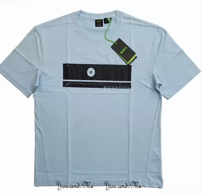 HUGO BOSS Relaxed Fit T-Shirt Organic Cotton Logo Artwork Light Blue M • $32.50