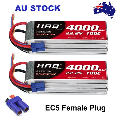 $150.09 • Buy 2pcs HRB 6S 4000mAh EC5 22.2V 100C LiPo Battery For RC Helicopter Drone Truck AU