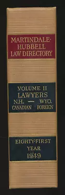 1949 Martindale Hubbell Law Directory Vol 2 Lawyers NH - WY 81 Year Vtg Law Book • $50