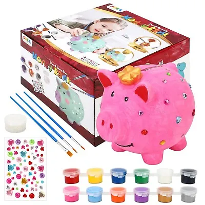 Paint Your Own Money Bank Arts & Crafts Kit DIY Creative Activity Pig • £7.89