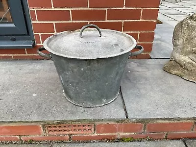 Old Vintage 1940's Galvanised APEX Wash Bucket Wash Tub Garden Planter Large • £75