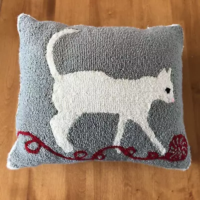 Martha Stewart Collection Hooked Cat Pillow Cover  18” X 16”  • $29.99