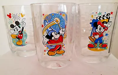Vintage McDonalds Disney World 2000 Celebration Mickey Mouse Glass Cups Set Of 4 • $22