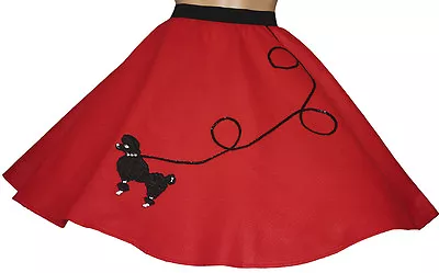 Red FELT Poodle Skirt _ Girl Size MEDIUM (Ages 7-9) _  Waist 20 - 27  _ L: 20  • $27.95