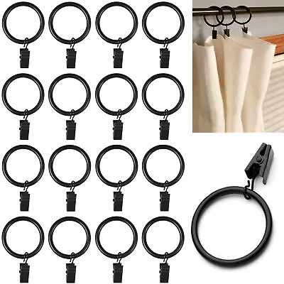 16 X Curtain Pole Rod Voile Clips Rings Metal Hanging Hooks Drapery Black 1.57  • $9.55