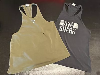 Gym Shark Muscule Cut Bodybuilding Tank Tops Workout Fitness T-Shirts L Women’s • $24.95