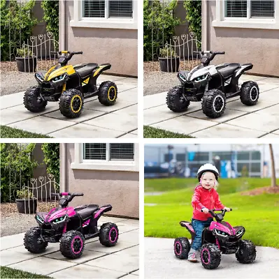 Kids 12V RideOn Quad 4Wheeler Bike 2Motors LED Lights Music Horn Outdoor Patio • £124.99