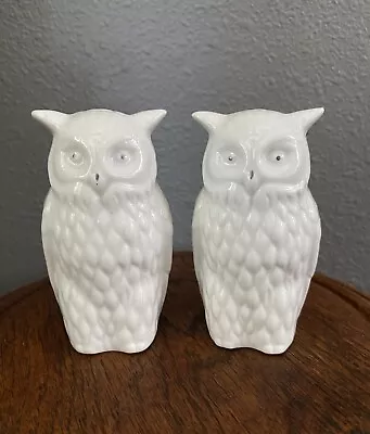 Vintage OWL Salt And Pepper Shakers Ceramic Pair Of 2 Birds White Kitchen • $10