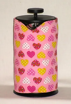 Cafetiere Cover Pink With Modern Hearts Design Multicoloured - 8 Cup • £6.75