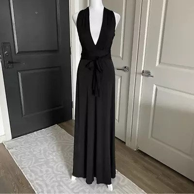 Laundry By Shelli Segal Black Multi-Way Tie Strap Halter Formal Maxi Gown Size S • $65