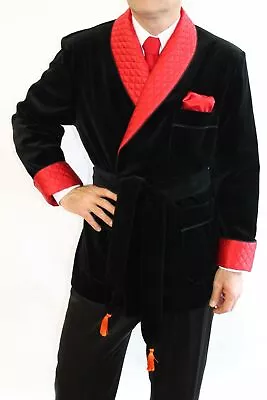 Men Vintage Velvet Smoking Coat Jacket Robe Shawl Lapel Tuxedo Blazer Tailored • $159