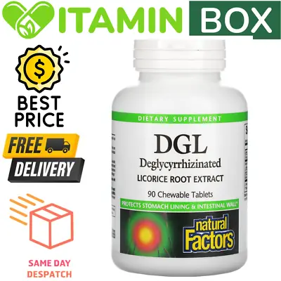 Natural Factors DGL Deglycyrrhizinated Licorice Root Extract - 90 Chewable Tabs • $30.95