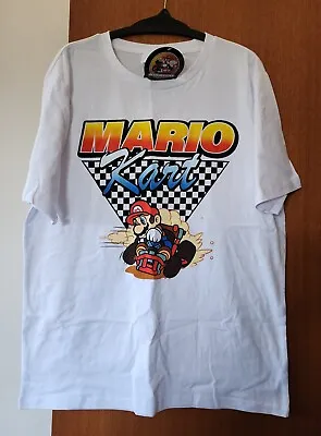 Nintendo Super Mario Mens Mario Kart White Printed Short Sleeve T Shirt Size L • £12.39