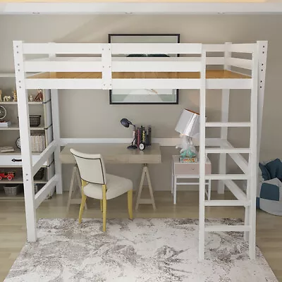 £215.95 • Buy Single Loft Bed High Sleeper Cabin Bed Solid Pine Wood Bunk Bed Frame Furniture