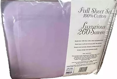 VTG  Full Sheet Set 4 PCS 100% Cotton Linens N Things Royal 260 Sateen Purple • $19