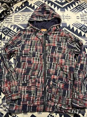 J.Press X Urban Outfitters Mens Cotton Hoodie Jacket Madras Plaid Preppy Trad M • $50