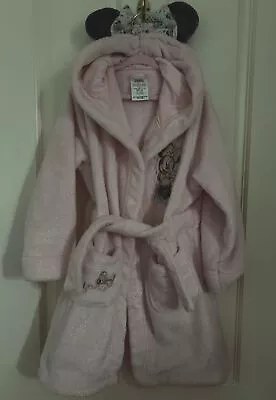 Girls Sparkly Pink Disney Minnie Mouse Dressing Gown Robe Age 5/6 • £12.50