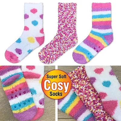 £4.99 • Buy Girls Socks Cosy 3 Pairs Slipper Winter Warm Fluffy Soft Kids Socks Lounge Bed