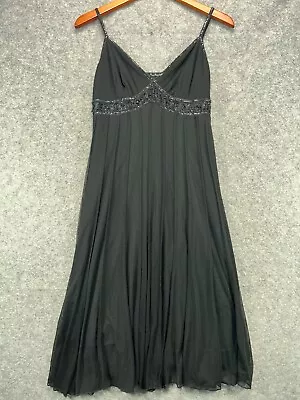 ECI New York LBD Slip Dress Womens 4 Black Beaded Lined Sleeveless Party 1 • $16.99