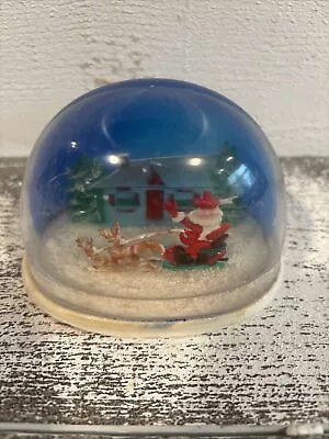 Vintage Christmas Plastic Snow Globe Santa With Sleigh And Reindeer • $9.99