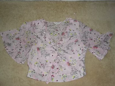 Miss Selfridge Pink Floral Blouse Size 12 • £0.99