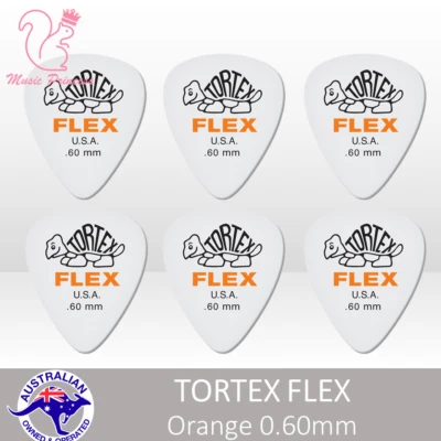 $9.95 • Buy 🔥🎸 6x Genuine Jim Dunlop Tortex FLEX ORANGE 🟠 0.60mm Guitar Picks Plectrum