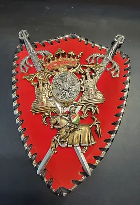 Vintage Medieval Coat Of Arms Sword Knight Castle Plaque Crest Wall Hanging • $29.95