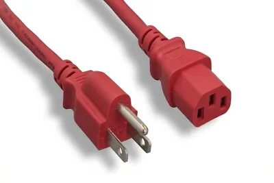 New NEMA5-15P To IEC-60320-C13 18AWG  Standard Power Cord  Red • $6.95