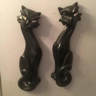 Vintage Black Cat Wall Hangings (1962 -Universal Statuary) - Matched Pair • $150