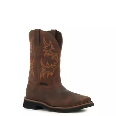 Men's Golden Brown Cowhide Square Steel Toe Work Boots • $87