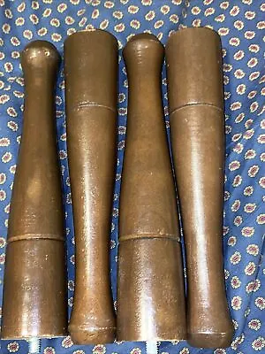 4 Vintage Wood Legs Mid Century Modern Footstool Ottoman Brown Furniture Legs 9” • $8