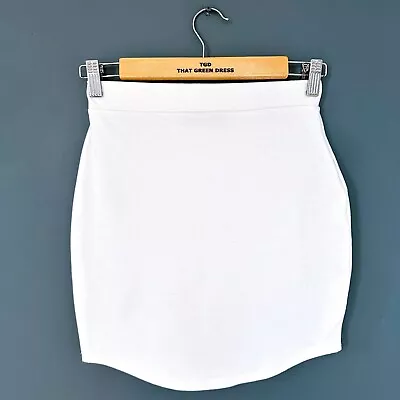 Ladies Missguided White Short Stretch Bodycon Mini Skirt Size 8 • £2.99