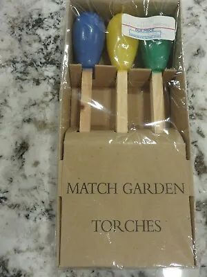 Vintage Match Garden Torches Novelty 9  Citronella Candles Set Of 3 RARE • £9.63