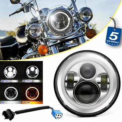 7  LED Motorcycle Headlight DRL Angel Eyes Chrome For Dyna Wide Glide FXDWG • $36.99