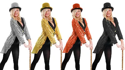 Sequin Tailcoat Costume Top Hat Dance Troupe School Unisex Glitter Fancy Dress • £17.99