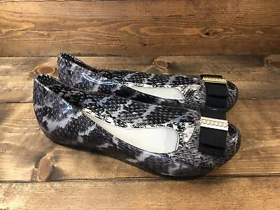 Melissa Jason Wu Women's Ultragirl + Black White Jelly Flat US Size 9 EUR 40 • $32