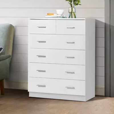  Tallboy Dresser Table 6 Chest Of Drawers Cabinet Bedroom Storage White • $167.75